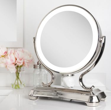 Glamour LED Lighted Vanity Mirror NickelImage
