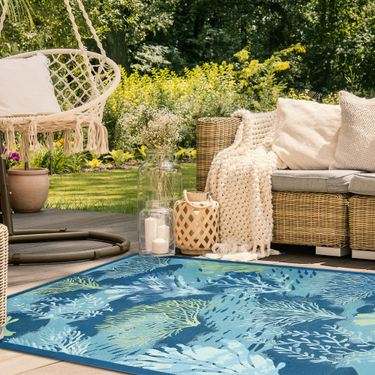 Marina Coral Garden Rectangle Rug BlueImage