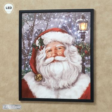 Santa Portrait Lighted Framed Canvas Wall Art RedImage