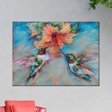 Sweet Harmony Hummingbird Canvas Wall Art Multi JewelImage
