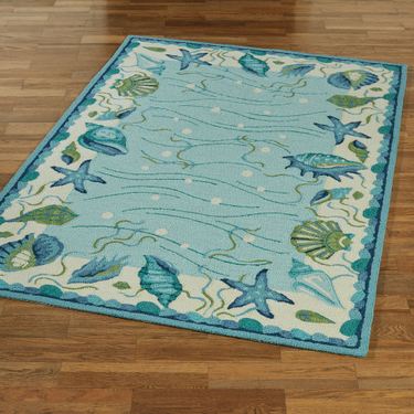 Blue Lagoon II Rectangle Rug AquaImage