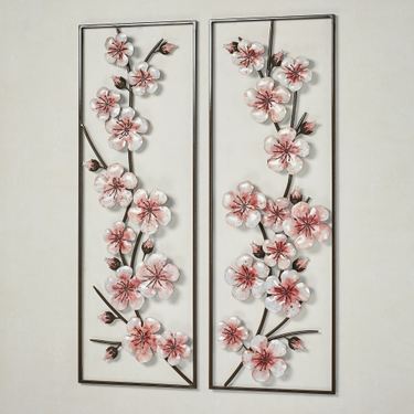 Cherry Blossom Wall Art Panels Pink Set of TwoImage