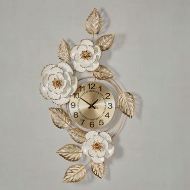 Aurora Floral Wall Art Clock Ivory/GoldImage