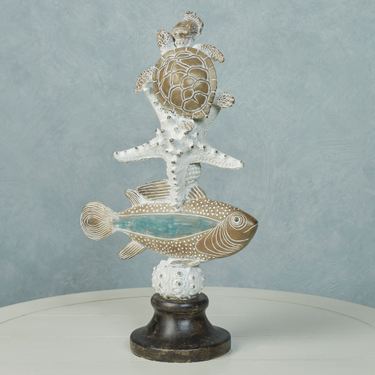 Turtle and Fish Totem Table Sculpture NaturalImage
