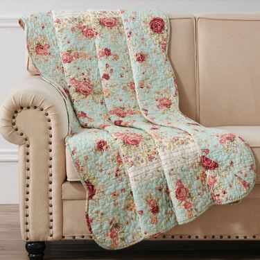 Antique Rose Throw Blanket Powder Blue 50 x 60Image