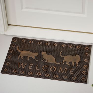 Welcome Cats Rubber Doormat Multi Warm 30 x 18Image