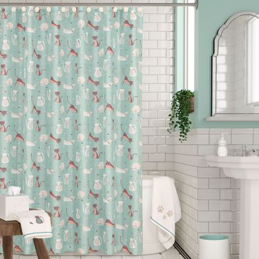 Cat Shower Curtain Jade 70 x 72Image
