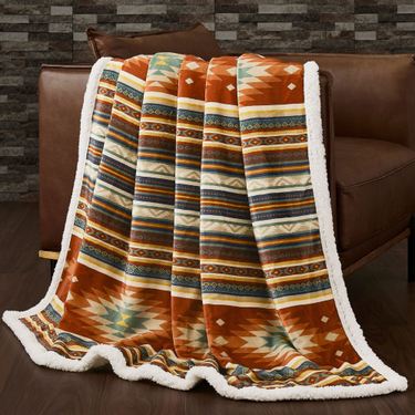 Del Sol Sherpa Throw Blanket Multi Bright 54 x 68Image