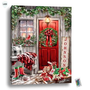Home for Christmas Lighted Print RedImage