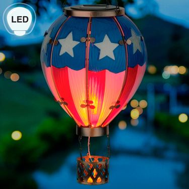 Large Americana Hot Air Balloon Solar Lantern RedImage