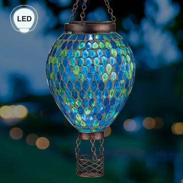 Mosaic Hot Air Balloon Solar Lantern Multi CoolImage