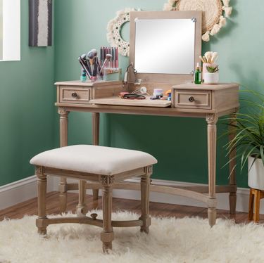 Waverly Vanity Table and Bench Natural 2 Piece SetImage