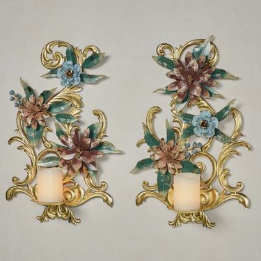 Abylissa Floral Wall Sconces Multi Pastel Set of TwoImage