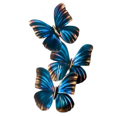 Three Blue Morpho Butterflies Wall SculptureImage