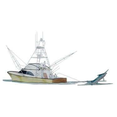 Hooked Up Fishing Boat Wall Sculpture Multi MetallicImage