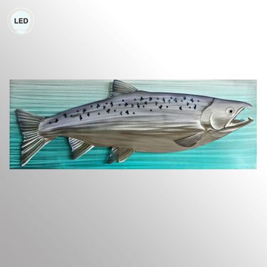 King Salmon Fish LED Wall Sculpture SilverImage