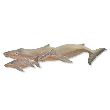 Whale Family Wall Sculpture GrayImage