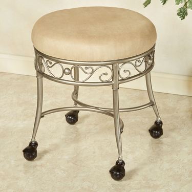 Madden Cushioned Vanity Stool Gilded SilverImage