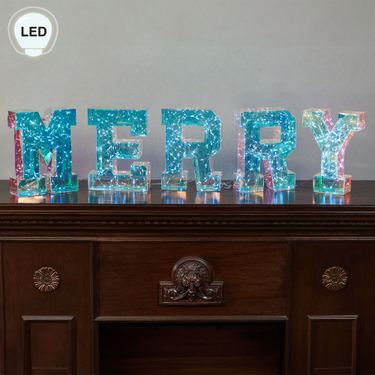 Merry Hologram LED Tabletop Accents Clear Five Piece SetImage
