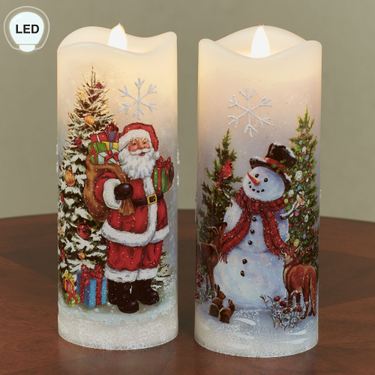 Holiday LED Flameless Candles Multi Warm 2 Piece SetImage