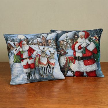 Santas Village Decorative Pillow Set of Two RedImage