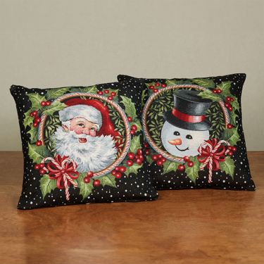 Holly Jolly Decorative Pillow Set of Two BlackImage