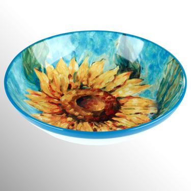 Golden Sunflowers Large Serving Bowl Multi EarthImage