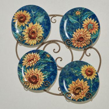 Golden Sunflowers Dinner Plates Multi Earth Set of FourImage