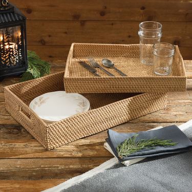 Rattan Trays Natural Set of TwoImage