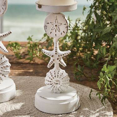 Beach Cove Candleholder WhitewashImage