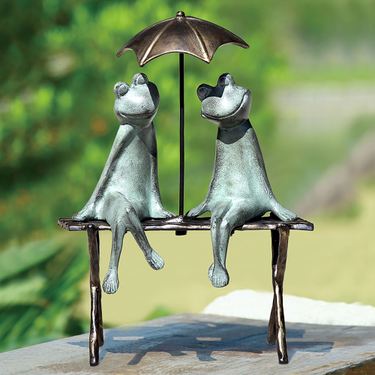 Frog Lovers Garden Sculpture Verdi BronzeImage