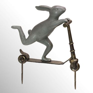 Scooter Bunny Garden Sculpture Stake BronzeImage