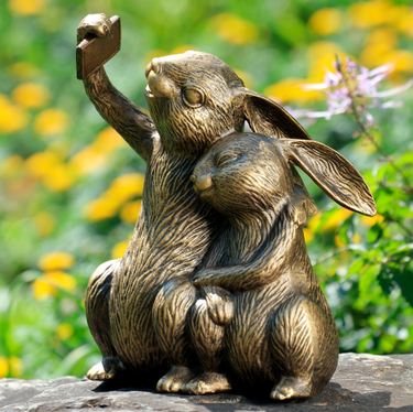 Selfie Sweeties Bunny Garden Sculpture Aged GoldImage