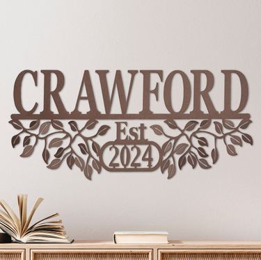 Verdin Leaves Established Personalized Wall Art SignImage