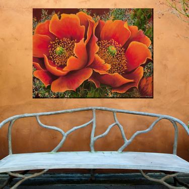 Desert Flare Floral Canvas Wall Art OrangeImage