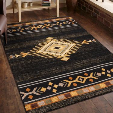 Southwest Fever Rectangle Rug Black 53 x 73Image