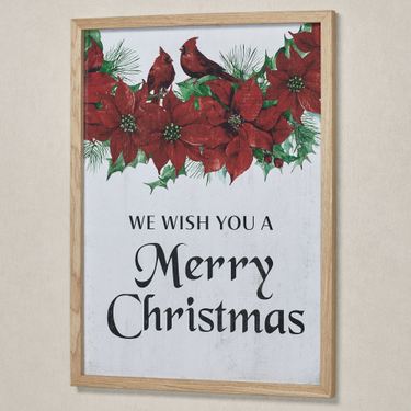 Cardinal and Poinsettia Wall Art RedImage