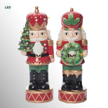 Festive LED Nutcracker Figures Red Set of TwoImage