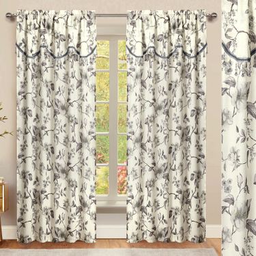 Calverton Semi Sheer Wide Curtain Pair with Attached Valances 104 x 84Image