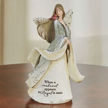 Cardinal Memorial Angel Figurine NaturalImage
