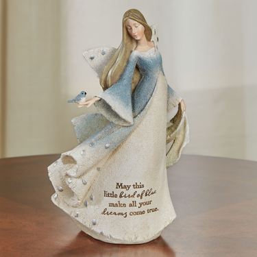 Bluebird of Happiness Angel Figurine NaturalImage