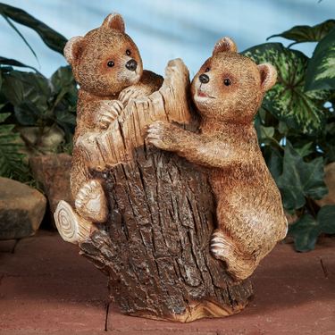 Bear Cubs Garden Statue BrownImage