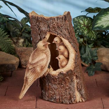 Robin and Babies Garden Statue BrownImage