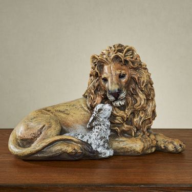 Precious Lamb and Lion Sculpture BrownImage