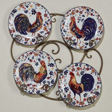 Morning Rooster Dinner Plates Multi Earth Set of FourImage