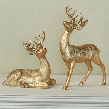 Gilded Deer Figures Gold Set of TwoImage