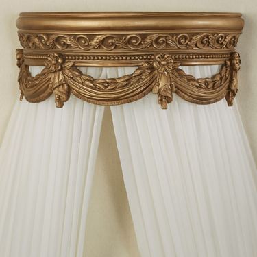 Swag and Bow Wall Teester Bed Crown Aged GoldImage