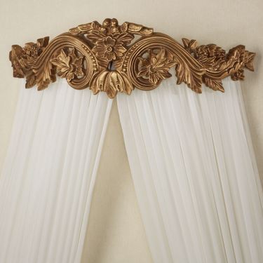 Flowering Medallion Wall Teester Bed Crown Aged GoldImage