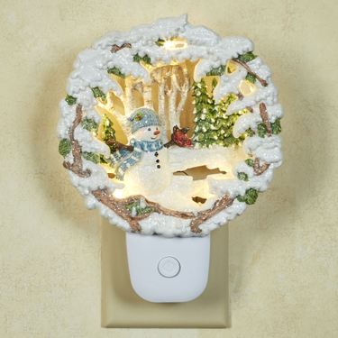 Snowman Winter Scene Nightlight WhiteImage