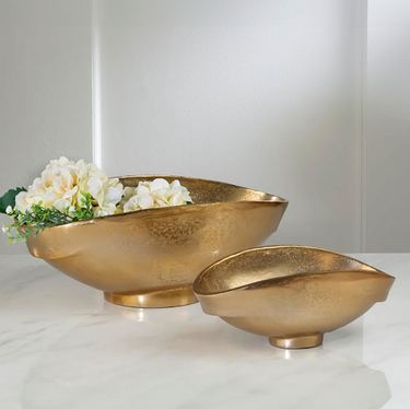 Oval Decorative Bowls Gold Set of TwoImage